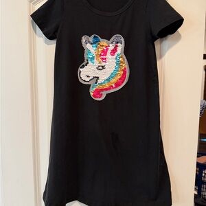 Black Unicorn Sequin Kids Dress size 110